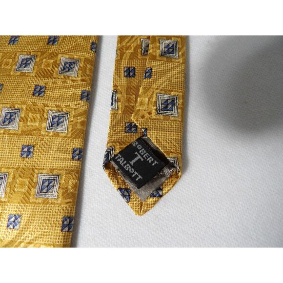 Vintage Robert Talbots Silk Neck Tie for Hickeys Yellow Golden Geometric - Picture 3 of 9